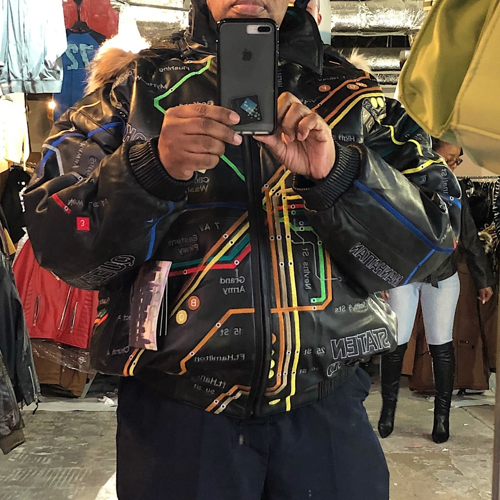 Official MTA Licensed 911 Memorial NYC Subway Map Soft Leather Bomber Jacket.